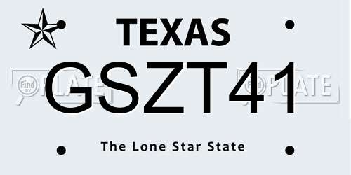 GSZT41 Texas License Plate