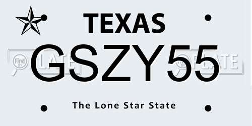 GSZY55 Texas License Plate