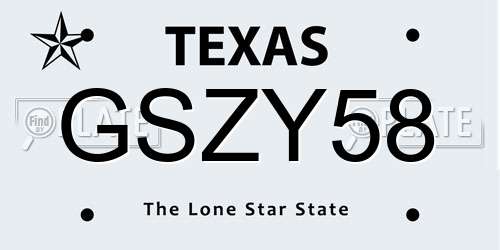 GSZY58 Texas License Plate
