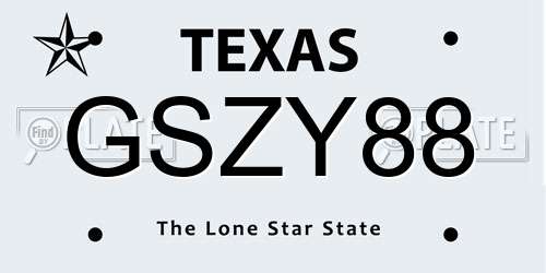 GSZY88 Texas License Plate