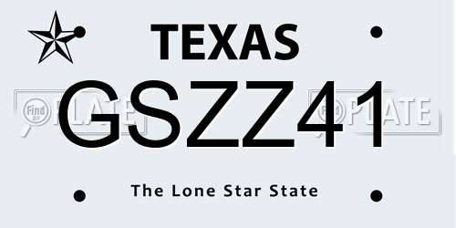 GSZZ41 Texas License Plate