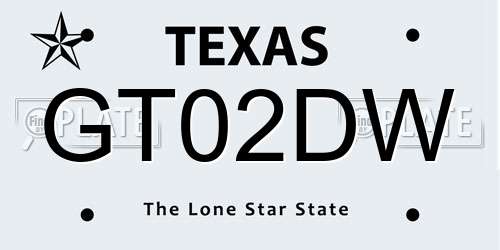 GT02DW Texas License Plate