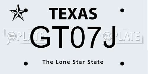GT07J Texas License Plate
