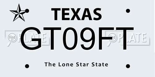 GT09FT Texas License Plate