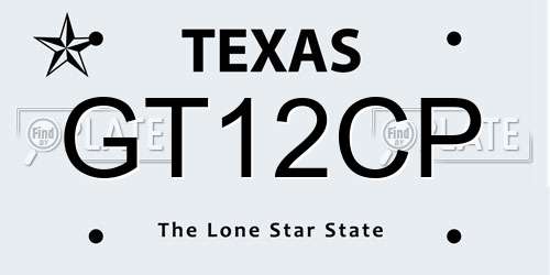 GT12CP Texas License Plate