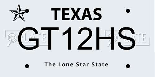 GT12HS Texas License Plate