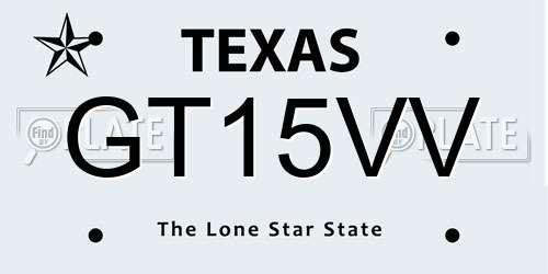 GT15VV Texas License Plate