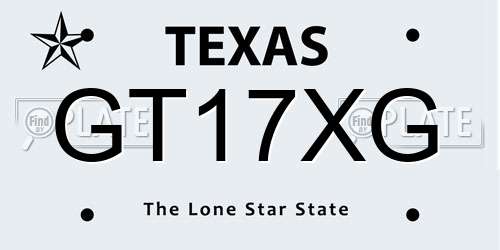GT17XG Texas License Plate