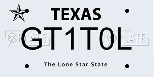 GT1T0L Texas License Plate