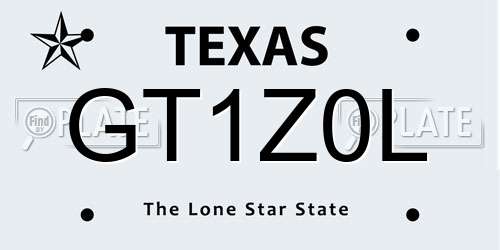 GT1Z0L Texas License Plate