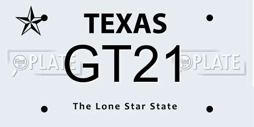 GT21 Texas License Plate