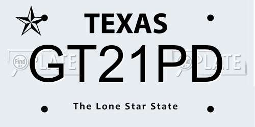 GT21PD Texas License Plate