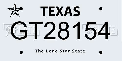 GT28154 Texas License Plate