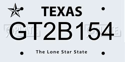 GT2B154 Texas License Plate