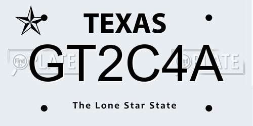 GT2C4A Texas License Plate