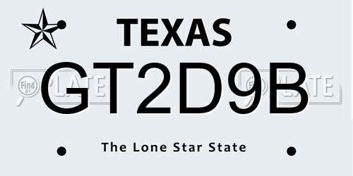 GT2D9B Texas License Plate