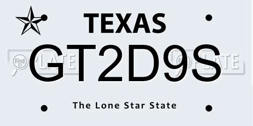 GT2D9S Texas License Plate