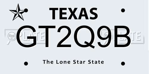 GT2Q9B Texas License Plate