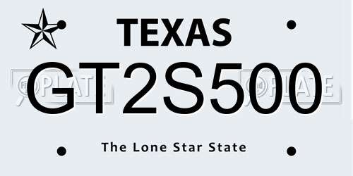 GT2S500 Texas License Plate