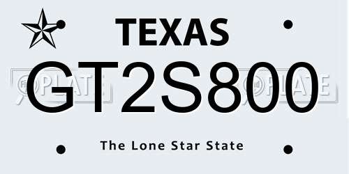 GT2S800 Texas License Plate