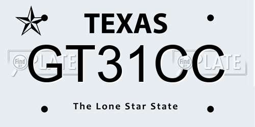 GT31CC Texas License Plate