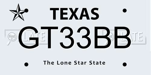 GT33BB Texas License Plate