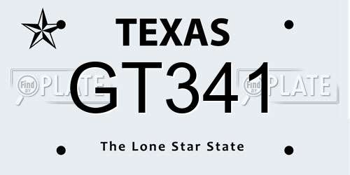 GT341 Texas License Plate