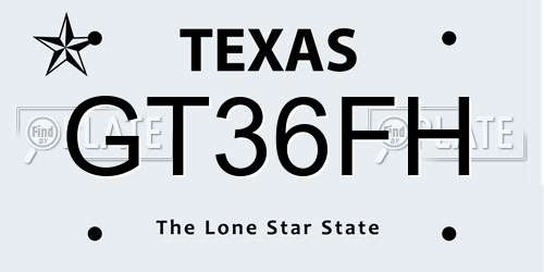 GT36FH Texas License Plate