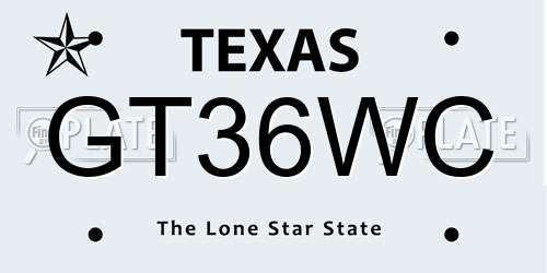 GT36WC Texas License Plate