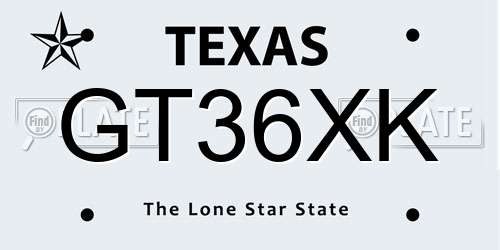 GT36XK Texas License Plate