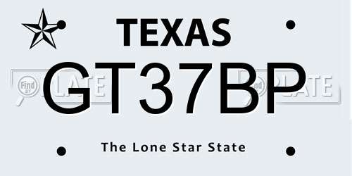 GT37BP Texas License Plate