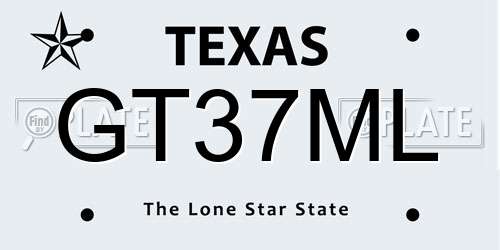 GT37ML Texas License Plate