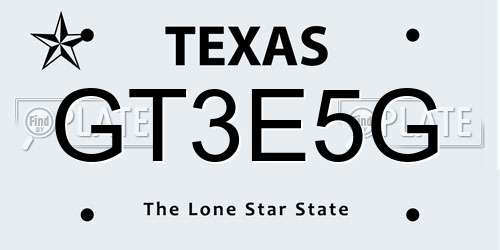 GT3E5G Texas License Plate