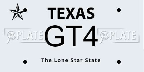 GT4 Texas License Plate