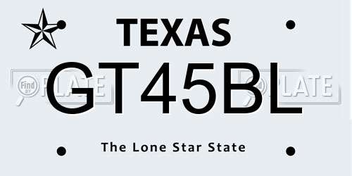GT45BL Texas License Plate