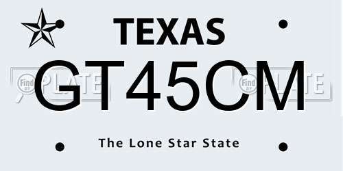 GT45CM Texas License Plate