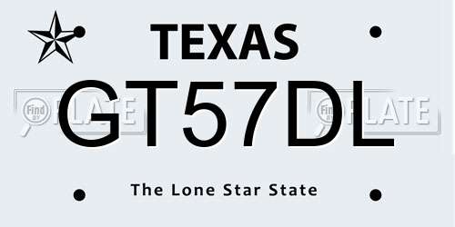 GT57DL Texas License Plate