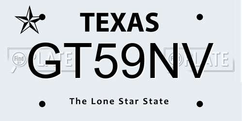 GT59NV Texas License Plate