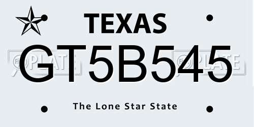 GT5B545 Texas License Plate