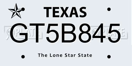 GT5B845 Texas License Plate