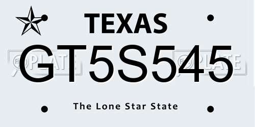 GT5S545 Texas License Plate