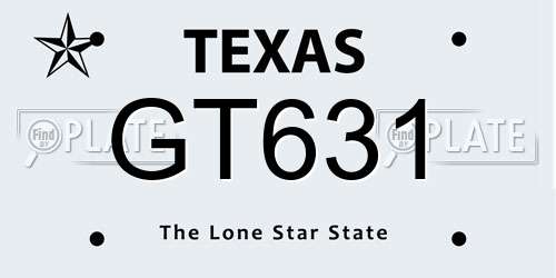 GT631 Texas License Plate