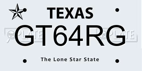 GT64RG Texas License Plate