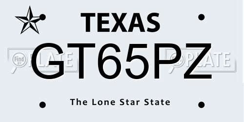 GT65PZ Texas License Plate