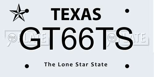 GT66TS Texas License Plate