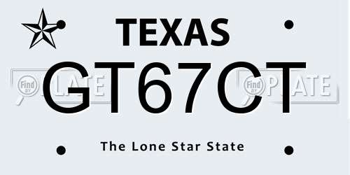 GT67CT Texas License Plate