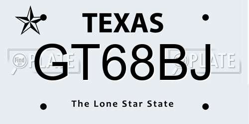 GT68BJ Texas License Plate