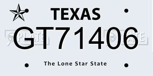 GT71406 Texas License Plate