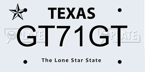 GT71GT Texas License Plate
