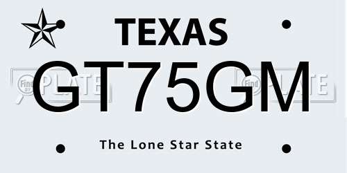 GT75GM Texas License Plate